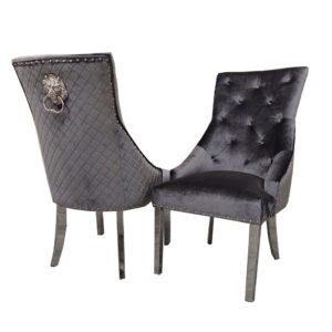 Bentley Grey Shimmer Velvet Chrome Dining Chair
