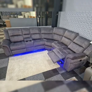 Berlino Aire Leather Corner Electric RECLINER Sofa + Cup holder + LED Lights + USB port