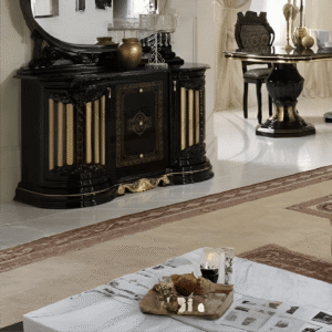 Betty Black and Gold Finish Italian Buffet 3 Drawer Ben Company