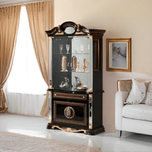 Betty Italian 2 Door Vitrine Display Unit Black-Gold Ben Company