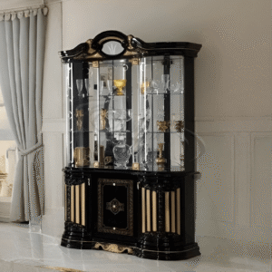 Betty Italian 3 Door Vertine Black-Gold Display Unit Ben Company Italy