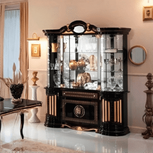 Betty Italian 4 Door Vitrine Display Unit (Black / Gold)