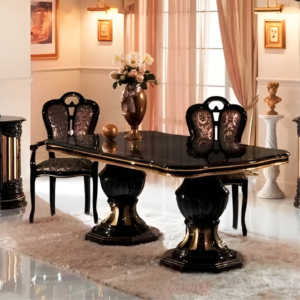 Betty Italian Large Extending Large-Dining Table + 6 Chairs Black/Gold Ben Company