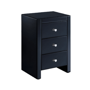 Black Mirrored 3 Drawer Bedside