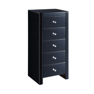 Black Mirrored 5 Drawer Tallboy
