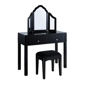 Black Mirrored Dresser Table Set (MF1001-BL)
