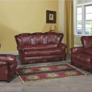 Maroon Leather Sofa Suite