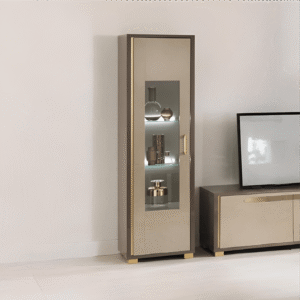 Cesar Sand Birch and Brown Finish 1 Door Italian Display Cabinet by SanMartino