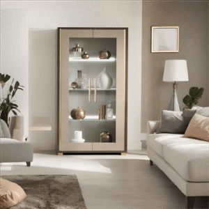 Cesar Sand Birch and Brown Finish 2 Door Italian Display Cabinet by SanMartino