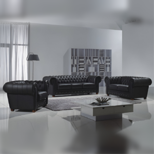 Chesterfield Faux Leather Set Sofa