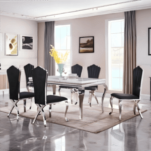 Clara Bone white Marble Top Dining Set