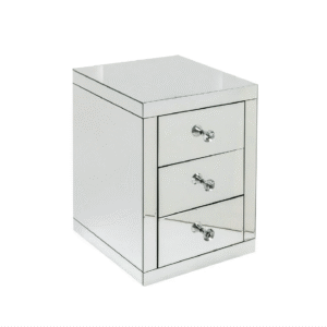 Clear Mirrored 3 Drawer Bedside