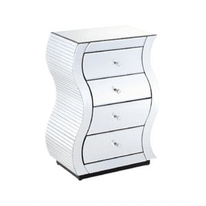 Clear Mirrored 4 Drawer Bedside