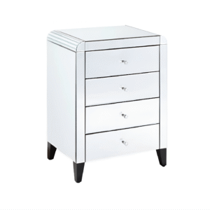 Clear Mirrored 4 Drawer Chest