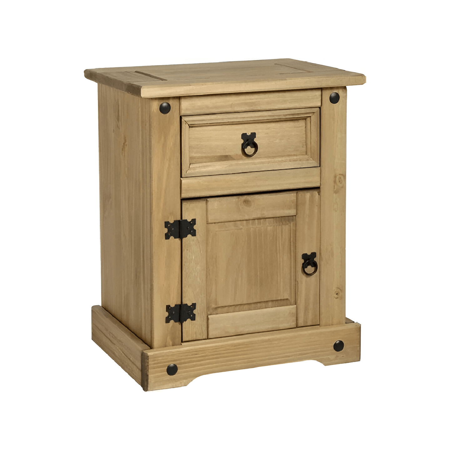 Corona 1 Drawer 1 Door Bedside Cabinet in Distressed Waxed Pine