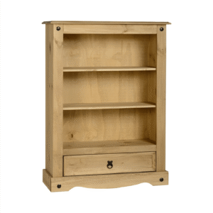Corona 1 Drawer Bookcase in Distressed Waxed Pine