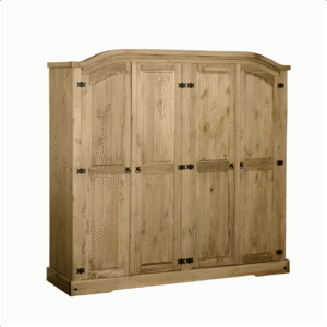 Corona 4 Door Wardrobe in Distressed Waxed Pine