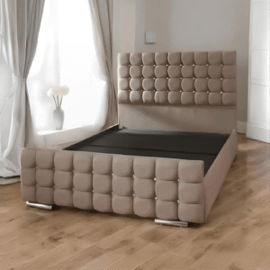Crystal Upholster Chennel Fabric Bed Frame ALL SIZES AVAILABLE