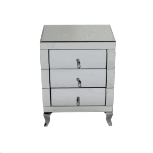 Curved Mirrored 3 Drawer Bedside (Discontinued)