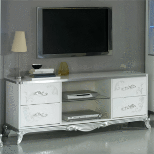 Daniela Italian TV Cabinet (White/Silver) Ben Company