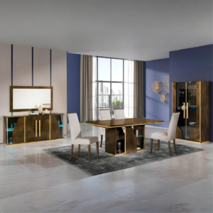 Desiree Italian Extending Dining Table Set in Bronze-Gold From H2O Italia