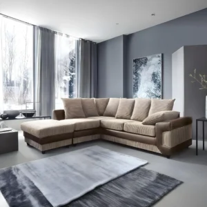 Amazing Sofas NEW LARGE DINO CORNER SOFA JUMBO CORD BEIGE BROWN LEFT OR RIGHT