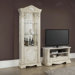 Elizabeth Beige Marble Italian Single Doors Vitrine (H2O Design)