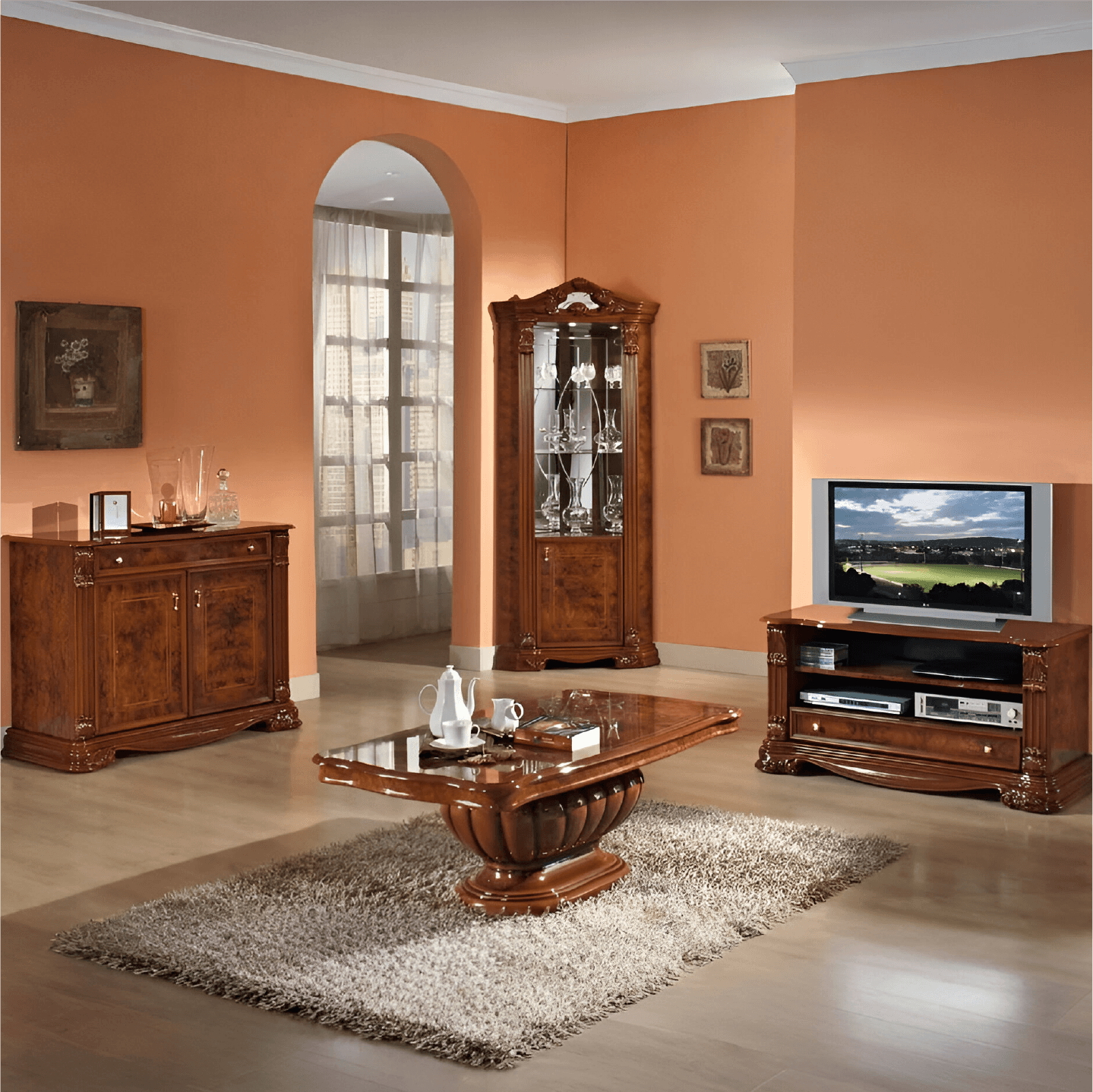 Elizabeth Walnut Radica Italian Corner Unit (H20 Design)