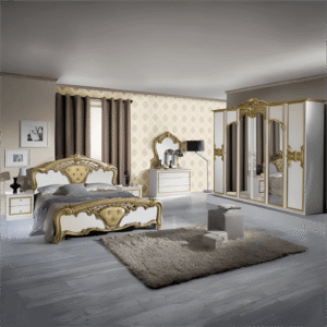 Eva Italian 4/6 Doors Bedroom Set White/Gold and Black/Gold