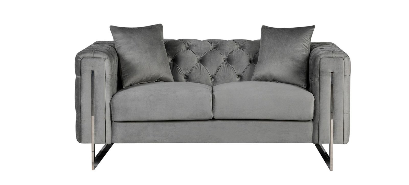 New Luxury Fenzi Chesterfield Sofa Set in Plush Velvet-Grey - Image 2