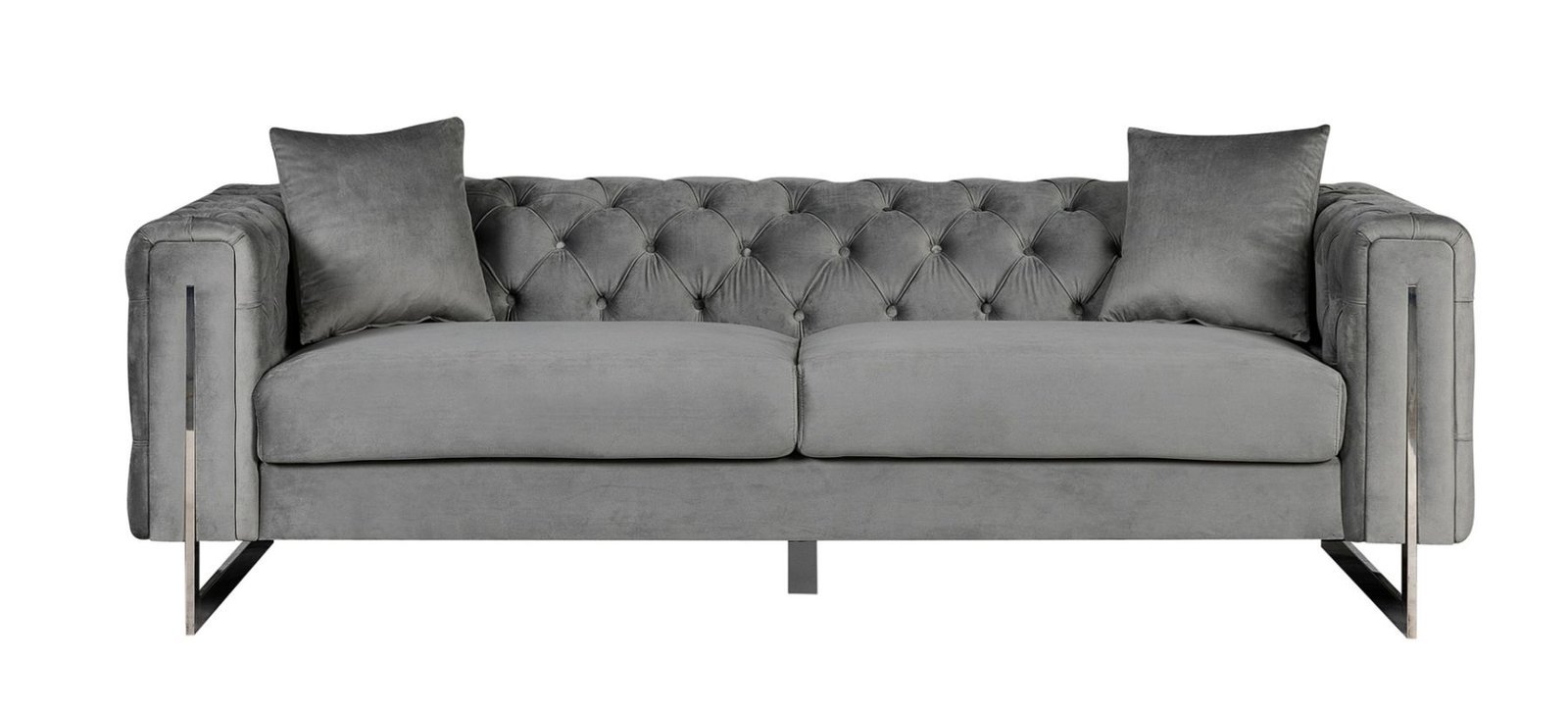 New Luxury Fenzi Chesterfield Sofa Set in Plush Velvet-Grey - Image 3