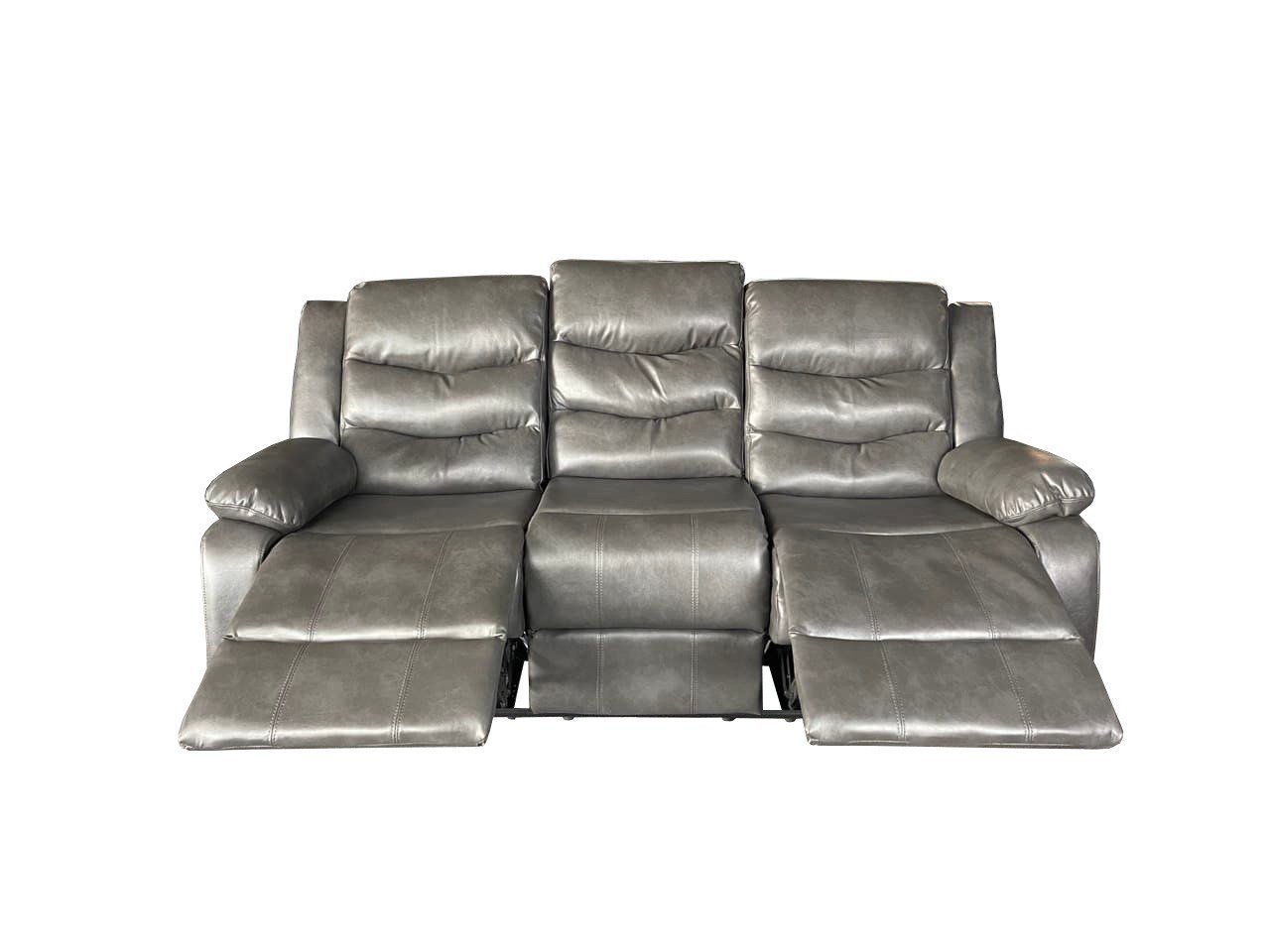 Roma 3+2 Recliner High Quality AIR LEATHER – Grey - Image 2