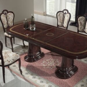 Gina Mahogany Italian Large Extending Dining Table with 6 Chairs Dima-Mobili