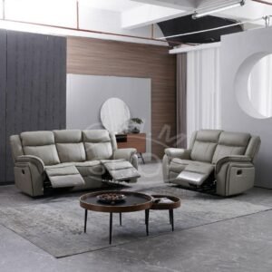 Revive Genuine Leather 3+2 Seat Recliner Sofa Set ivory Colour