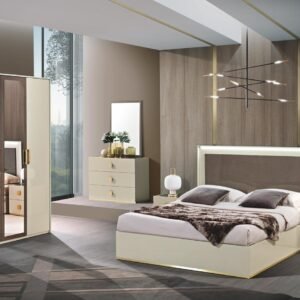 H2O Design Luxury Gilda Italian High Gloss Bedroom Set