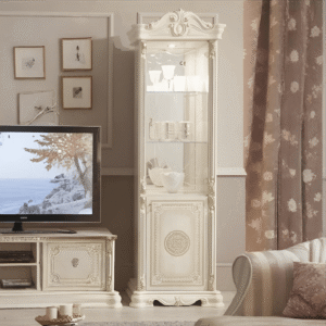 Greta Italian 1 Door Display Cabinet Cream