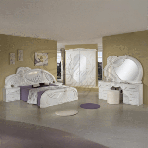 H2O Design Gina White Italian Bedroom Set with 4 Door or 6 Doors Wardrobe With Vanity Dresser (Discontinued)