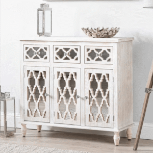 Hampton Beach 3 Door 3 Drawer Wood Small Sideboard Cabinet