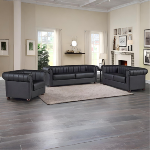IYO CHESTERFIELD 3+2+1 BONDED LEATHER – BLACK