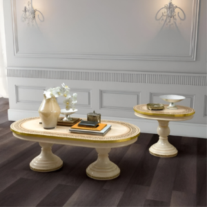 Italian Coffee Table Medusa Aida Cream & Gold High Gloss By Camel Group Italy