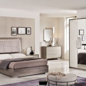 San Martino Modern Design Kristal Italian 4 Door Wardrobe LED Bedroom Set