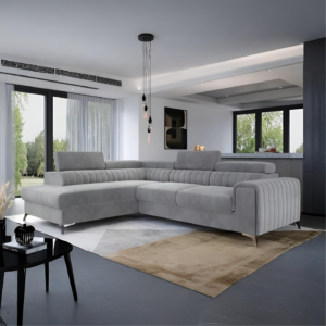 LAURENCE CORNER SOFAEBED PLUSH VELVET LEFT HAND- GREY