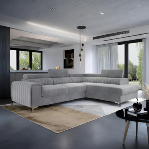 LAURENCE CORNER SOFAEBED PLUSH VELVET RIGHT HAND- GREY