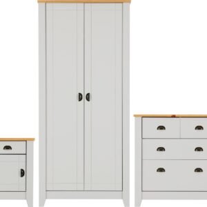 Ludlow Trio Set in Grey/Oak Lacquer Bedroom Set Seconique