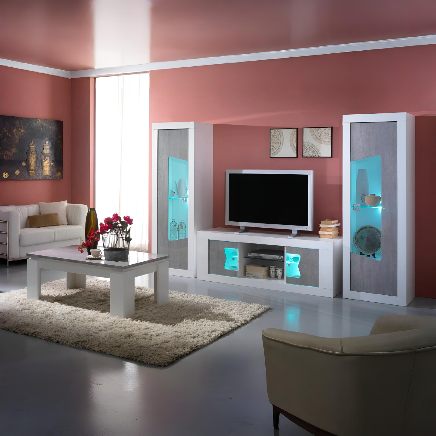 Las Vegas Italian High Gloss Tv Stand + 2 Single Door Display Unit