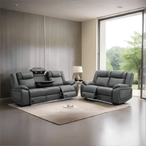 Lisbon Leather 3+2 Seater Electric RECLINER + Cup holder + LED Lights + USB port