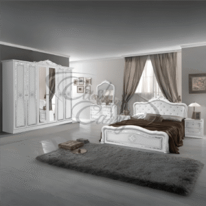 Luisa Italian White/Silver Italian Bedroom set