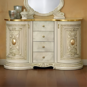 Camel Group Leonardo High Gloss Ivory Finish Italian 2 Door Buffet with 4 Drawer