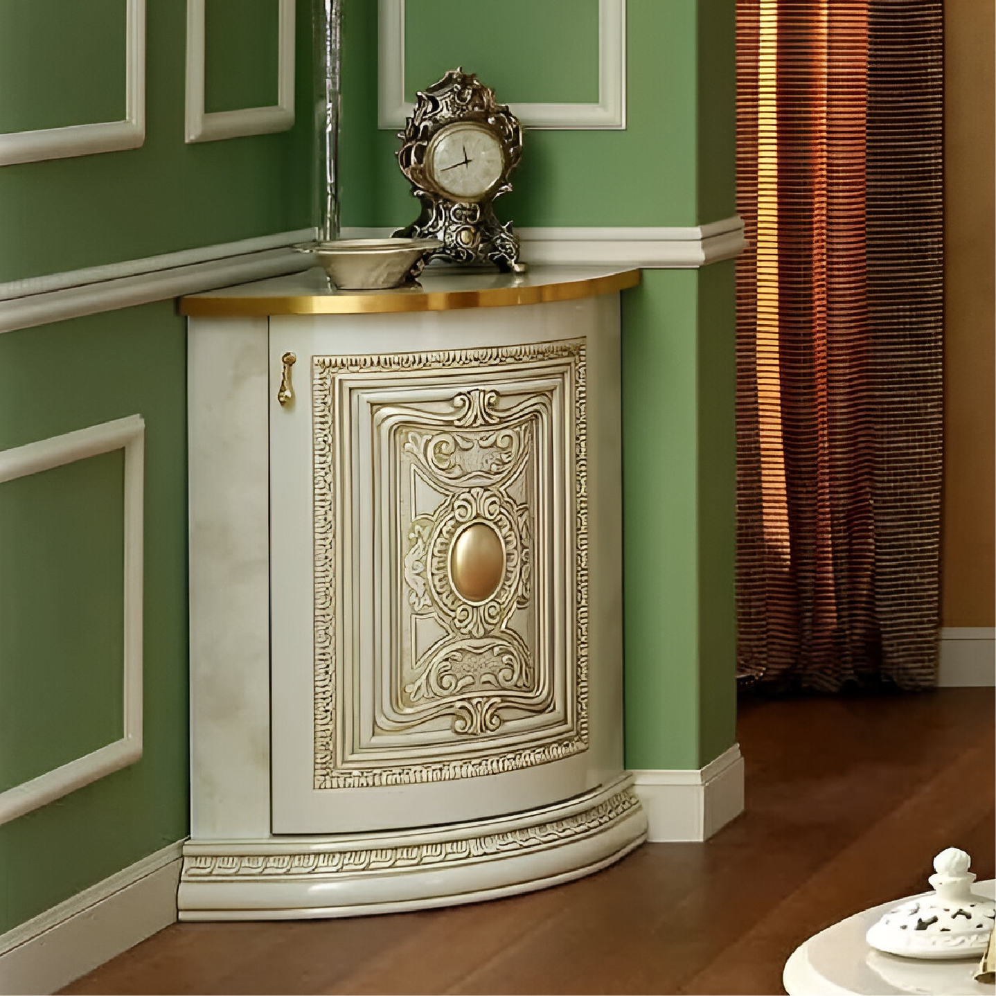 Camel Group Luxury Leonardo Italian High Gloss Ivory Finish Corner Base