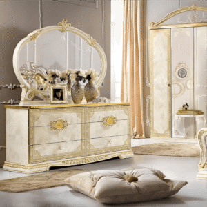 Camel Group Luxury Leonardo Italian High Gloss Ivory Finish Double Dresser only